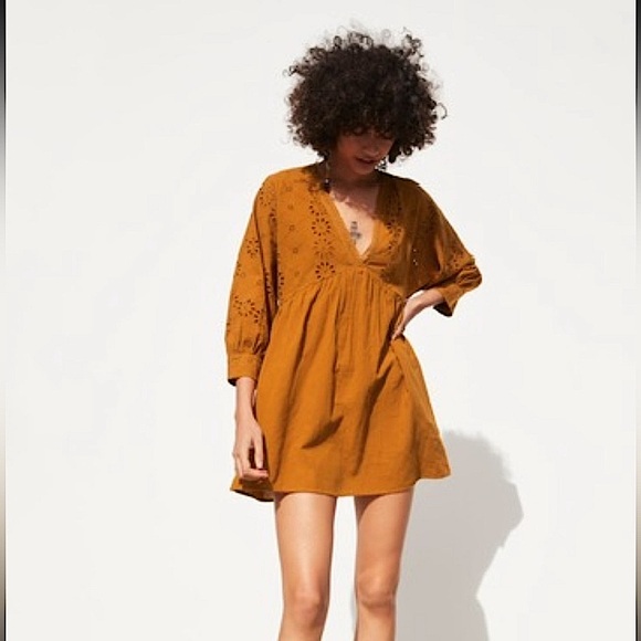Zara openwork embroidery mini dress - Picture 3 of 7